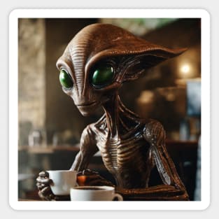 Coffee Alien Magnet